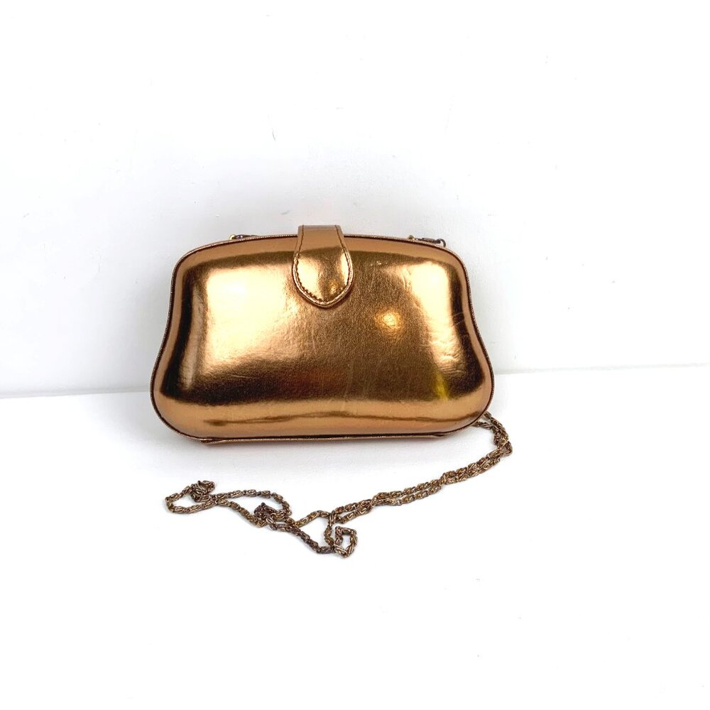 Vintage La Regale Rose Gold Clutch Hard Case Crossbody Chain Strap - Picture 4 of 16